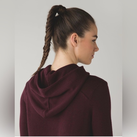 Cashmere Blend Lululemon Sweet Savasana Pullover Hoodie Sweater Size 4 Burgundy - Picture 2 of 11